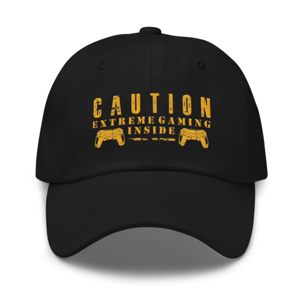 Top Off Your Gamer Look with the 'Caution: Extreme Gaming Inside' Dad Hat!