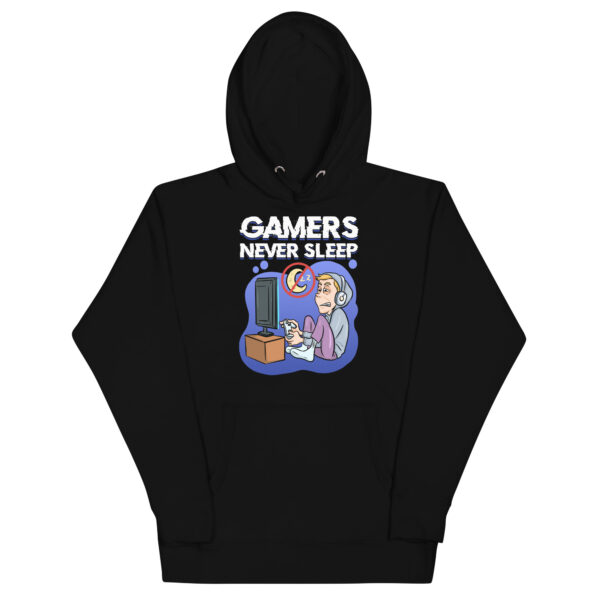 Endless Gaming Saga: 'Gamers Never Sleep' Unisex Hoodie