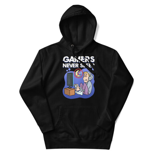 Endless Gaming Saga: 'Gamers Never Sleep' Unisex Hoodie - Image 4