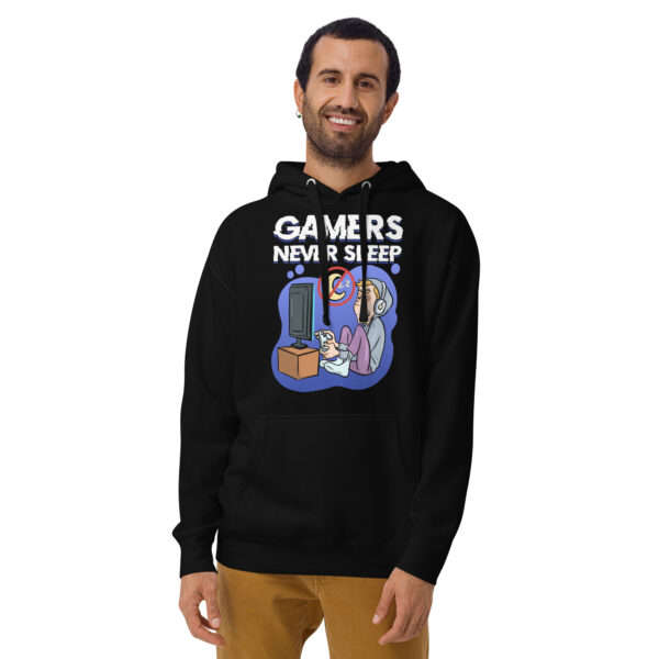 Endless Gaming Saga: 'Gamers Never Sleep' Unisex Hoodie - Image 10