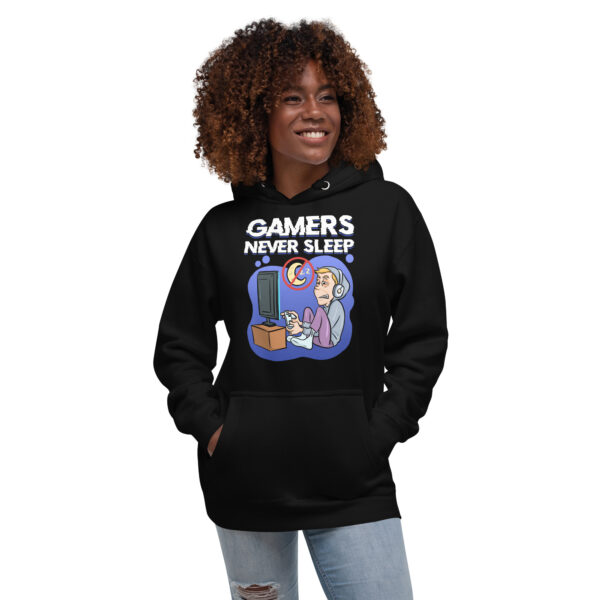 Endless Gaming Saga: 'Gamers Never Sleep' Unisex Hoodie - Image 12