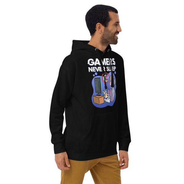 Endless Gaming Saga: 'Gamers Never Sleep' Unisex Hoodie - Image 17