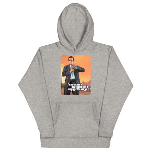 Conquer the Chill with 'GTA Hypocrisy' – The Ultimate Gamer's Hoodie - Image 2