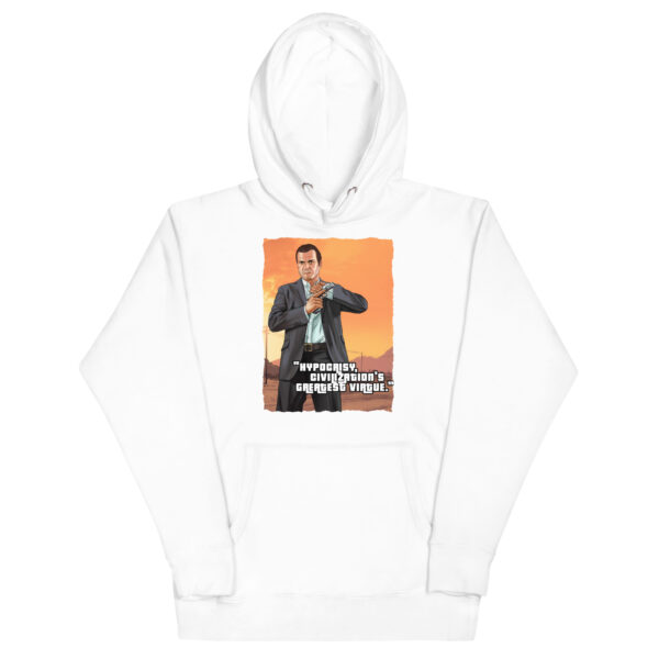 Conquer the Chill with 'GTA Hypocrisy' – The Ultimate Gamer's Hoodie - Image 3