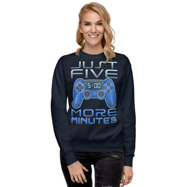 Game Night Staple: 'Just Five More Minutes' Unisex Premium Sweatshirt - Image 5