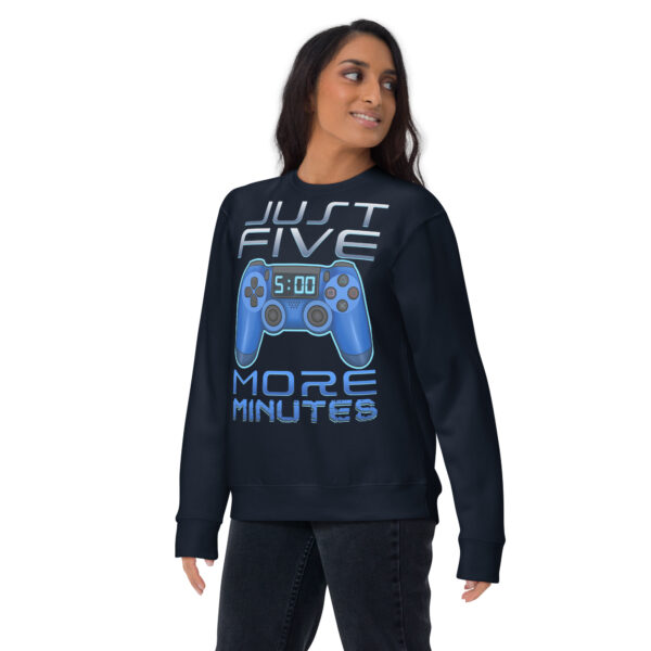 Game Night Staple: 'Just Five More Minutes' Unisex Premium Sweatshirt - Image 9