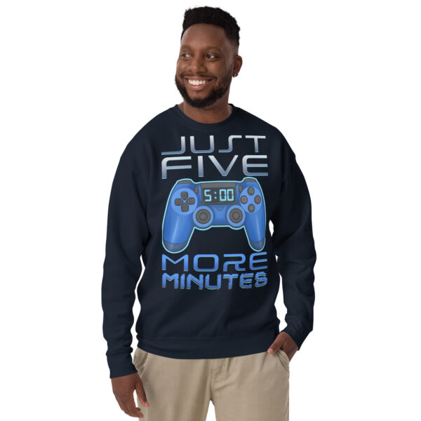 Game Night Staple: 'Just Five More Minutes' Unisex Premium Sweatshirt - Image 10