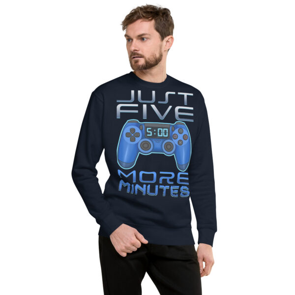 Game Night Staple: 'Just Five More Minutes' Unisex Premium Sweatshirt - Image 14