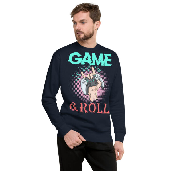 Embrace the Retro Gamer Flair with 'Game & Roll' Premium Sweatshirt! - Image 16