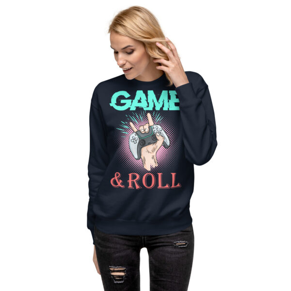 Embrace the Retro Gamer Flair with 'Game & Roll' Premium Sweatshirt! - Image 17