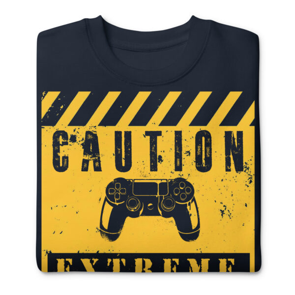 Game On in Comfort with Our 'Caution: Extreme Gaming Inside' Premium Sweatshirt!" - Image 4