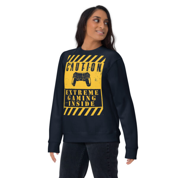 Game On in Comfort with Our 'Caution: Extreme Gaming Inside' Premium Sweatshirt!" - Image 10