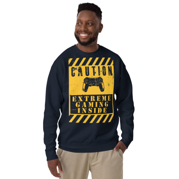 Game On in Comfort with Our 'Caution: Extreme Gaming Inside' Premium Sweatshirt!" - Image 12