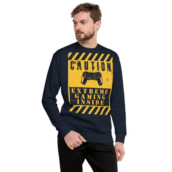 Game On in Comfort with Our 'Caution: Extreme Gaming Inside' Premium Sweatshirt!" - Image 16