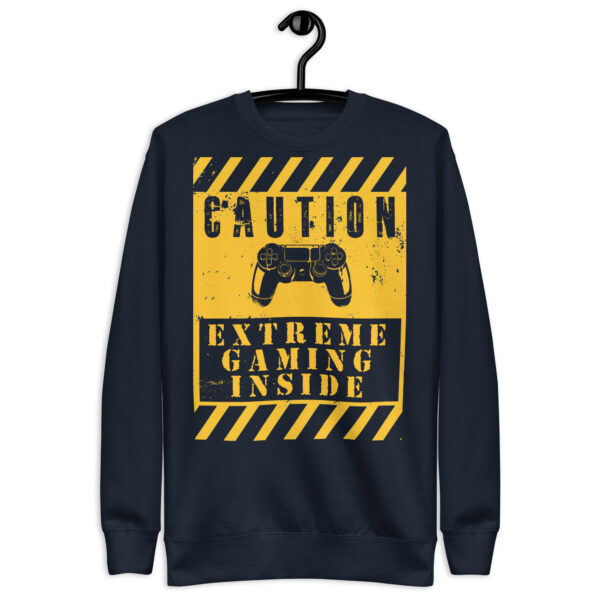 Game On in Comfort with Our 'Caution: Extreme Gaming Inside' Premium Sweatshirt!" - Image 17