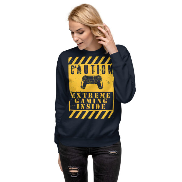 Game On in Comfort with Our 'Caution: Extreme Gaming Inside' Premium Sweatshirt!" - Image 18