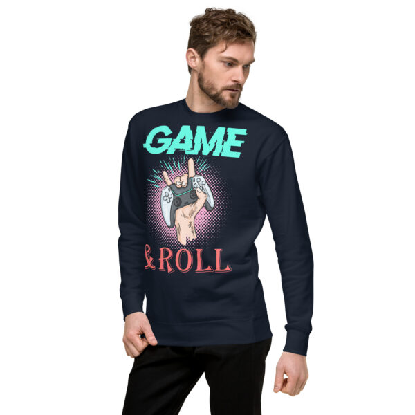 Embrace the Retro Gamer Flair with 'Game & Roll' Premium Sweatshirt! - Image 18