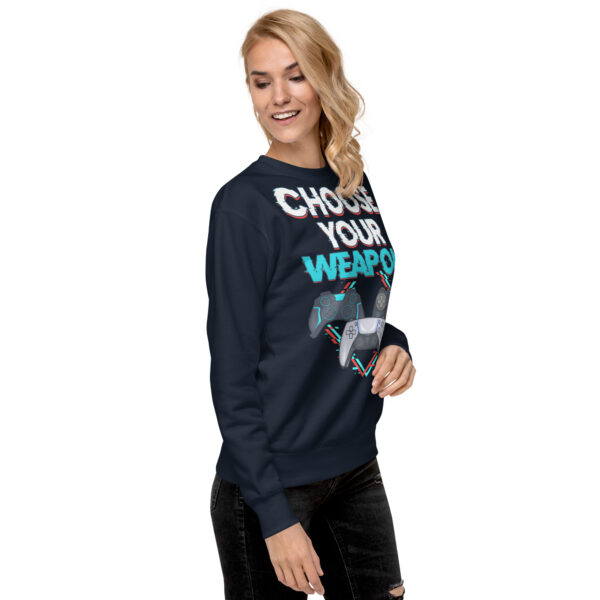 Battle-Ready Style: 'Choose Your Weapon' Unisex Premium Sweatshirt - Image 7