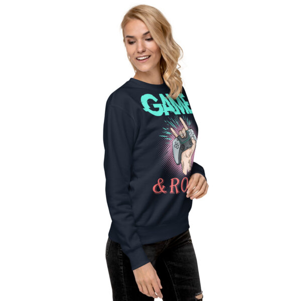 Embrace the Retro Gamer Flair with 'Game & Roll' Premium Sweatshirt! - Image 8