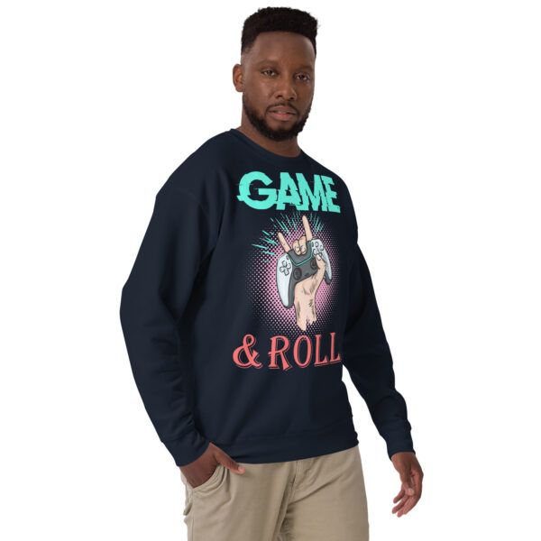 Embrace the Retro Gamer Flair with 'Game & Roll' Premium Sweatshirt! - Image 10