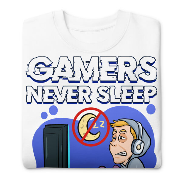 24/7 Gamer Mode On: 'Gamers Never Sleep' Unisex Premium Sweatshirt - Image 4