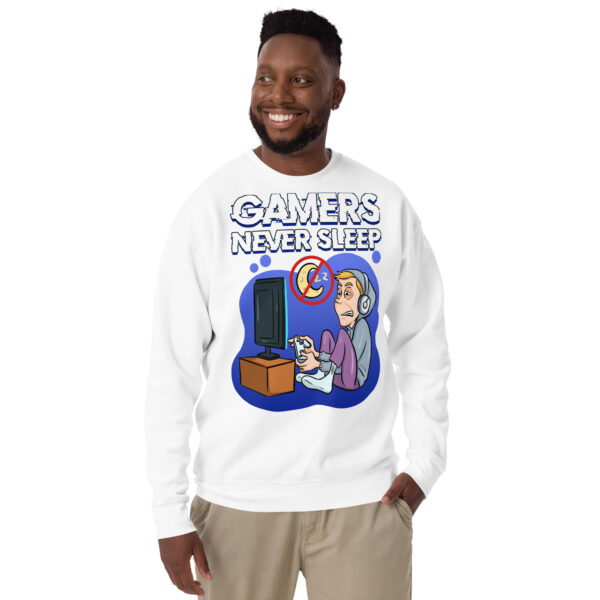 24/7 Gamer Mode On: 'Gamers Never Sleep' Unisex Premium Sweatshirt - Image 9