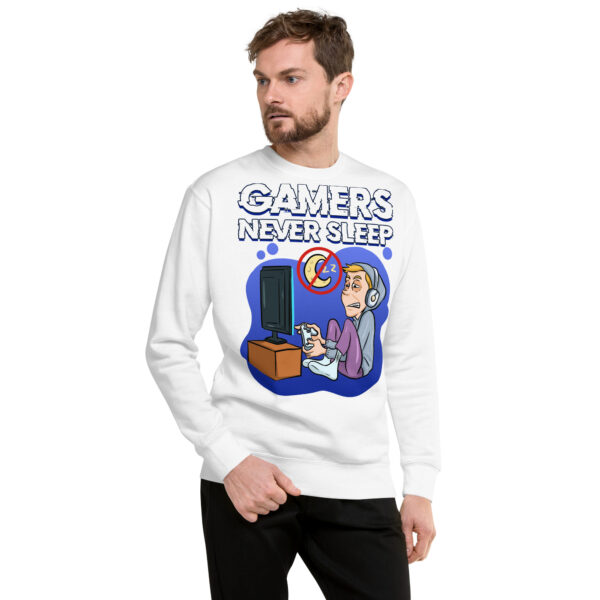 24/7 Gamer Mode On: 'Gamers Never Sleep' Unisex Premium Sweatshirt - Image 16