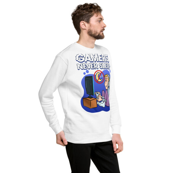 24/7 Gamer Mode On: 'Gamers Never Sleep' Unisex Premium Sweatshirt - Image 19