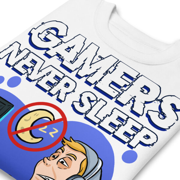 24/7 Gamer Mode On: 'Gamers Never Sleep' Unisex Premium Sweatshirt - Image 3