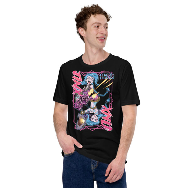 Chaos Reigns Unisex Tee: League of Legends Jinx - Image 5