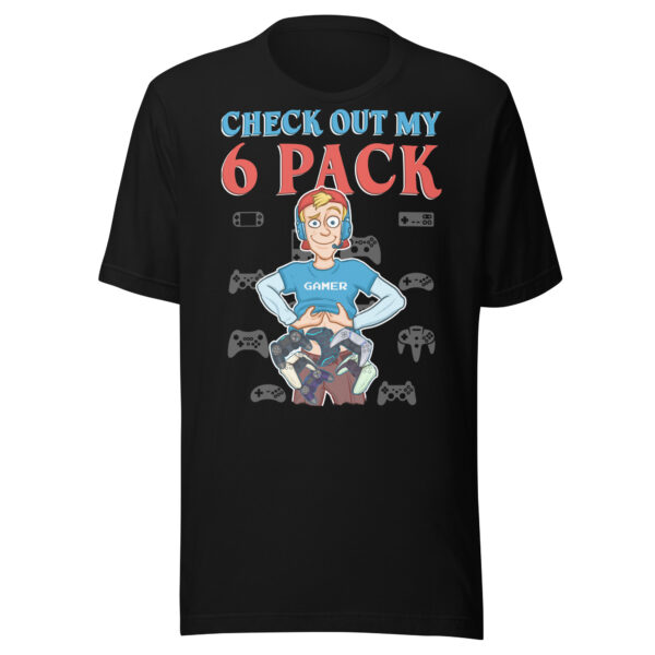 Humor in Fitness: 'Check Out My 6 Pack' Unisex Gamer T-Shirt