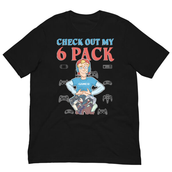 Humor in Fitness: 'Check Out My 6 Pack' Unisex Gamer T-Shirt - Image 6