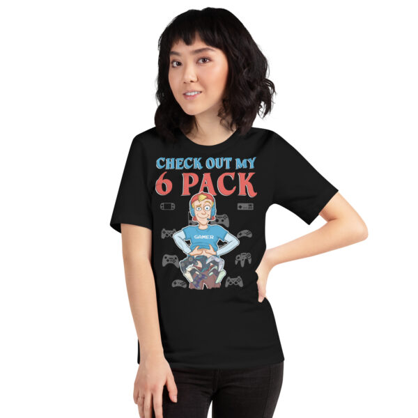 Humor in Fitness: 'Check Out My 6 Pack' Unisex Gamer T-Shirt - Image 14