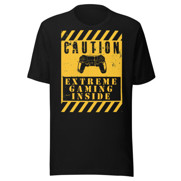 Declare Your Passion with the 'Caution: Extreme Gaming Inside' Unisex Tee!