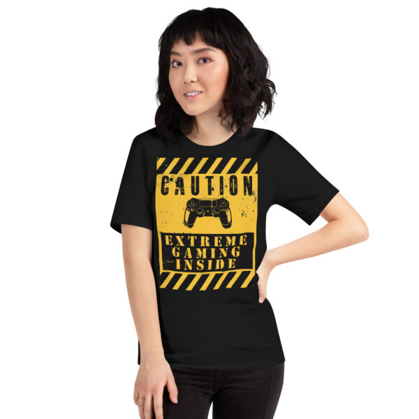 Declare Your Passion with the 'Caution: Extreme Gaming Inside' Unisex Tee! - Image 11