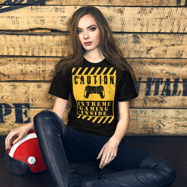 Declare Your Passion with the 'Caution: Extreme Gaming Inside' Unisex Tee! - Image 12