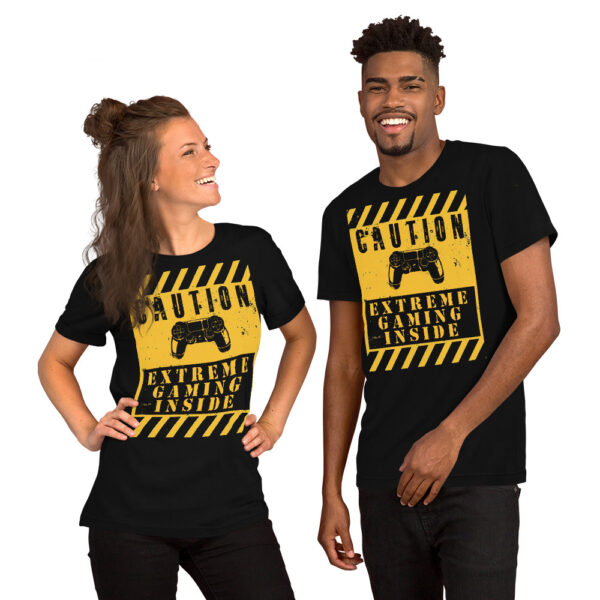 Declare Your Passion with the 'Caution: Extreme Gaming Inside' Unisex Tee! - Image 13