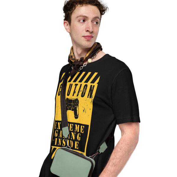 Declare Your Passion with the 'Caution: Extreme Gaming Inside' Unisex Tee! - Image 4