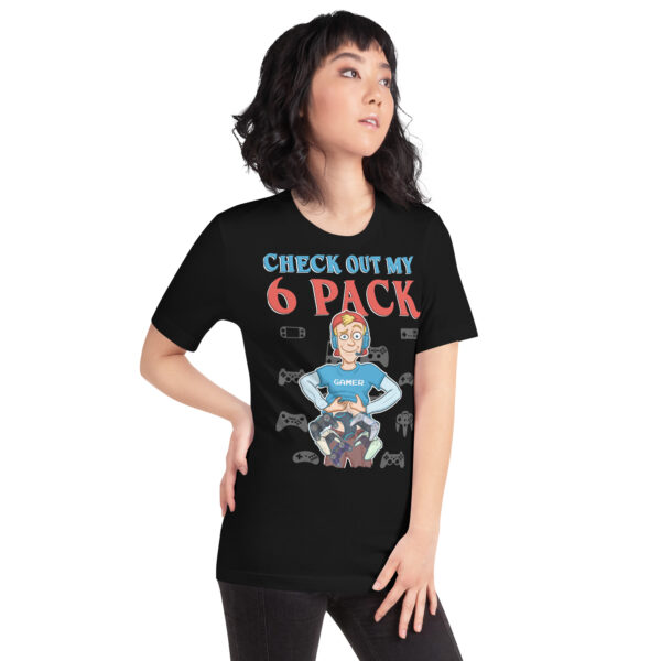 Humor in Fitness: 'Check Out My 6 Pack' Unisex Gamer T-Shirt - Image 12