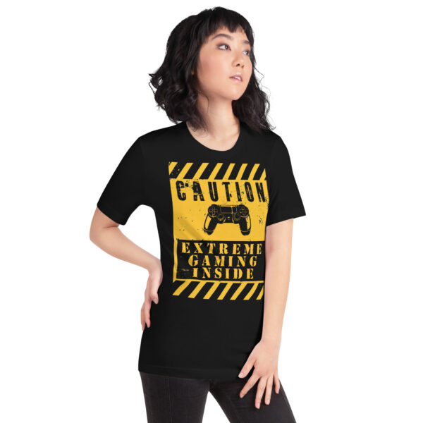 Declare Your Passion with the 'Caution: Extreme Gaming Inside' Unisex Tee! - Image 9