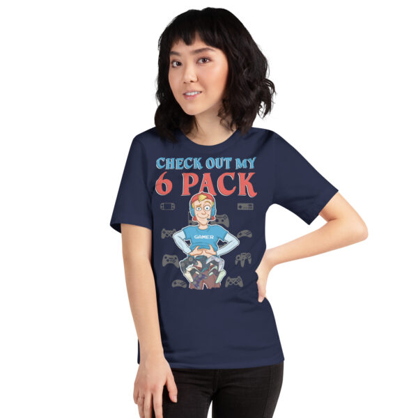 Humor in Fitness: 'Check Out My 6 Pack' Unisex Gamer T-Shirt - Image 22