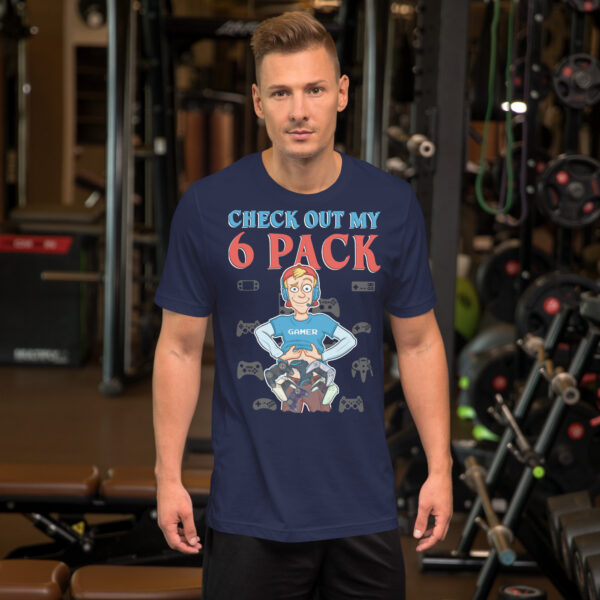 Humor in Fitness: 'Check Out My 6 Pack' Unisex Gamer T-Shirt - Image 24