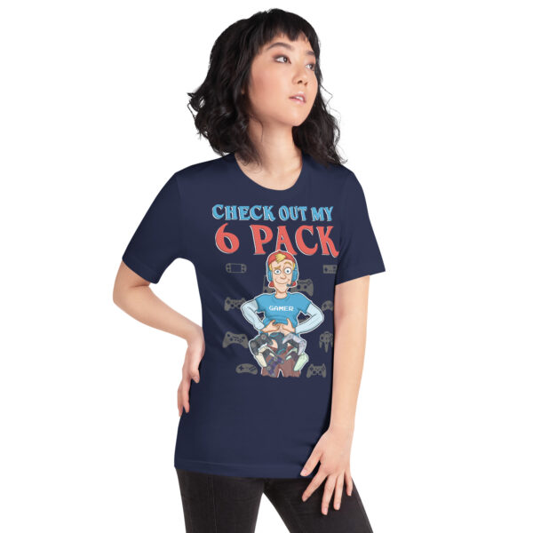 Humor in Fitness: 'Check Out My 6 Pack' Unisex Gamer T-Shirt - Image 20