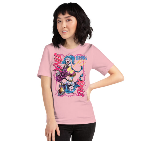 Explosive Charm Unisex Tee: League of Legends Jinx - Image 4